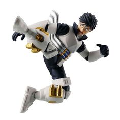 the action figure is running with his arms out and legs spread wide as he looks like he