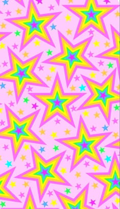 an image of colorful stars on pink background