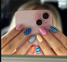 Wow Nails, Teen Nails, Cute Simple Nails, Cute Gel Nails, Dots Nails, Girly Acrylic Nails, Fire Nails, Funky Nails, Pretty Acrylic Nails