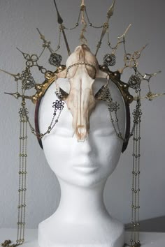 Pagan Headpiece, Bone Headdress, Pagan Headdress, Fantasy Bone Crown, Pagan Headwear, Animal Skull Headdress, Deer Skull Headpiece, Pagan Headgear, Shaman Headdress