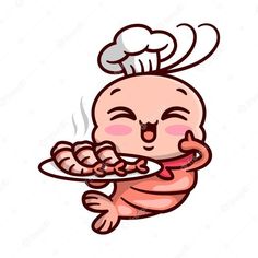 a cartoon character holding a plate with food on it