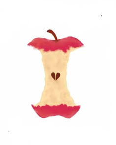 an apple drawn in red and white on a white background