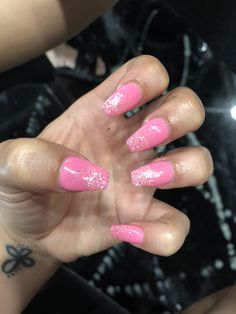 Pink Ombre Sparkle Nails, Pink Sparkly Ombre Nails, Pink Ombre With Glitter Nails, Pink And Glitter Ombre Nails, Pink White Ombre Nails Sparkle, Glitter And Pink Ombre Nails, Pink Ombré Glitter Nails, Pink And White Ombre Sparkle Nails, Light Pink Sparkle Ombre Nails