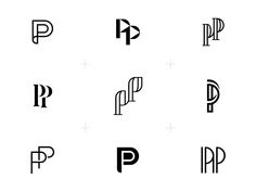 black and white alphabets with letters p, p, d, e, f