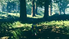 a colorful toy in the middle of a forest