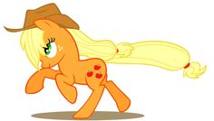 a pony with long blonde hair and a hat on it's head is running