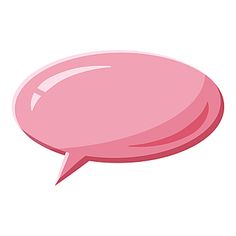 a pink speech bubble on a white background
