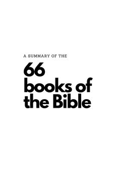 a book cover with the words 66 books of the bible written in black and white