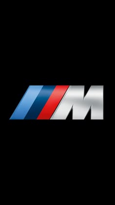 the bmw logo is shown in red, white and blue on a black background with an arrow