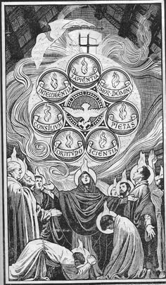 an image of a clock surrounded by angels and demons in the middle of a drawing