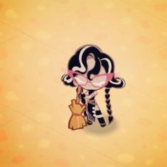 an image of a cartoon character with long hair and braids holding a shopping bag