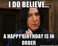 an image of a man with long hair saying, i do believe a happy birthday is in order