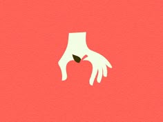a hand holding a green leaf on top of a red background with the words, i love you
