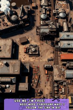 an aerial view of some industrial buildings