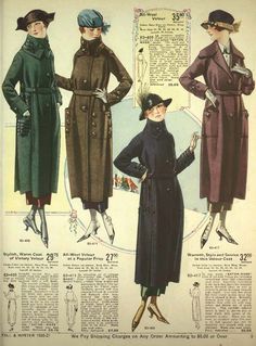 1920s Long Coat, 1921 Womens Fashion, 1920s Trench Coat Women, 1920s Fashion Coats, 1920s Trench Coat, 1910 Winter Fashion, 1924 Clothes, 1920s Winter Coat, 1910s Coat