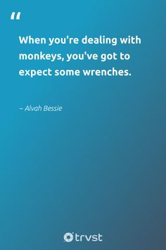 a blue background with the quote when you're dealing with monkeys, you've got to expect some wrenches
