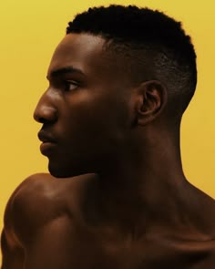 Yellow Profile, Man Profile Photography, Reference Photos Dark Skin, Male Profile Photography, Male Portrait Profile, Dark Skin Reference Photo, Lighting Reference Black Skin, Afro Reference Photo, Black Portrait Reference