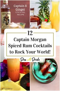 Collage of 4 captain morgan spiced rum cocktails.