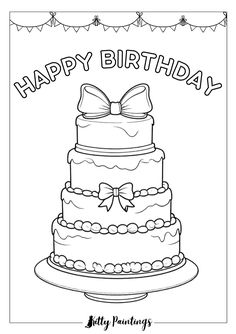 a birthday cake with the words happy birthday on it and an image of a bow