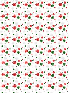 a white background with red and green flowers