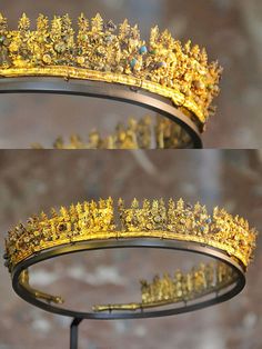 TROY (TROİA) and ancient civilizations. | The amazing "Palo Diadem", an ancient Greek tiara made of gold and enamel dotted with colored glass beads in an intricate floral design Ancient Greece Crowns, Greek Diadem, Ancient Greek Tiara, Ancient Greek Diadem, Ancient Greek Royal Crown, Diadem Ancient Greece, Gold Crown Ancient Greece, Ancient Greek Circlet, Ancient Gold Diadem