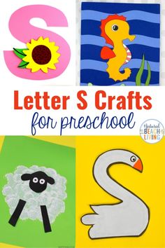 letter s crafts for preschool with pictures of animals, birds and letters that spell the letter s