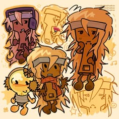 some very cute cartoon characters with different expressions