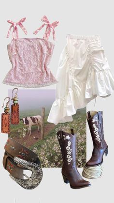 #cowgirl #cowgirlaesthetic #vintage #outfitinspo #country #countrygirl #countrygirlfit Dainty Outfit, Vintage Americana Aesthetic, Country Summer Outfits, Cowgirl Aesthetic, Cruise Outfits, Americana Fashion, Cowgirl Outfits, Whimsical Fashion, Feminine Outfit