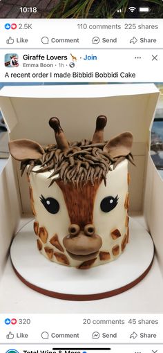 a giraffe cake in a box on twitter