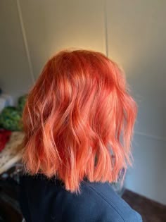 Coral Copper Hair, Deep Coral Hair, Pinkish Orange Hair, Coral Pink Hair Color, Light Coral Hair Dye, Coral Reef Hair, Coral Bob, Coral Orange Hair Dye, Light Coral Pink Hair