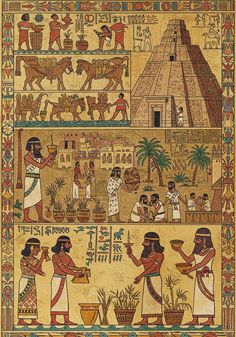 an egyptian painting depicting the life and times of pharaohs