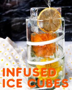 an image of infused ice cubes with orange slices