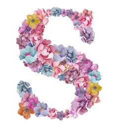 the letter s is made up of colorful flowers