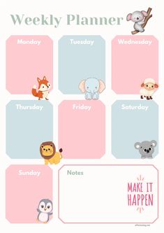 Kids Weekly Planner Printable - Fun and Colorful Design