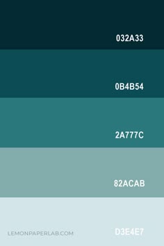 the shades of blue and green are shown in this color palette