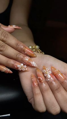 3D hibiscus nail flower orange tropical nails gold charm nails  IG- Opiumfumenails.llc  #nailsofinstagram #naildesign #y2kaesthetic #tropicalvibes #gelx #3dnails #nailinspo #nailtech Nail Orange Color, Summer Nail Ideas Orange, Orange Nails Prom, Nails Inspo Orange, Nail Designs Orange, Orange Quince Nails, Nail Inspo Floral, Gel Nails Orange, Orange Nail Designs Almond