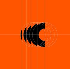 an orange background with black circles and lines