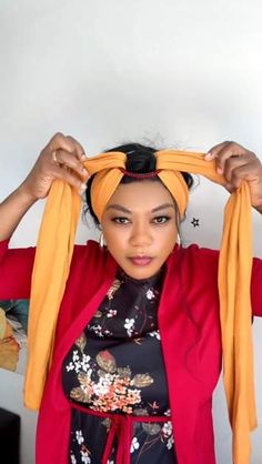 How To Tie A Long Scarf On Your Head, Easy Head Wrap, How To Style Hair Scarves, Tie A Turban Head Wraps, How To Wrap Hair In Scarf, How To Tie A Hair Turban, How To Tie A Scarf On Your Head Wraps, African Hair Scarf, Head Tie