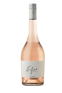 a bottle of rose wine on a white background