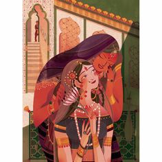 an illustration of two women embracing each other