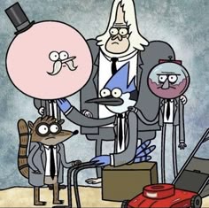 an image of a cartoon character with many different things in front of him and his family