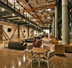 a large room with couches and tables in it