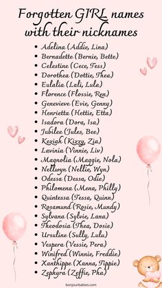 a baby shower list with pink balloons and teddy bears