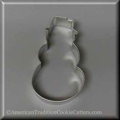 This is a 4" SNOWMAN cookie cutter.  It is made of tinplate steel and is 1" deep. All sizes are approximate and taken from the two furthermost points on the cutter.  We make all cutters to order. We are a Mom and Pop business that manufactures in the USA and sells worldwide. Please be sure to contact us if you have any questions. We are always here to help. Metal Holiday Cookie Molds, Snowman Cutout Cookies, Snowman Cookie Press, Metal Snowman Shape, Christmas Snowman Cake Pan, Snowman Cookie Mold, Snowman-shaped Cookies With Faces, Snowman Cake Pan Walmart, Winter Cookie Decorating Tools