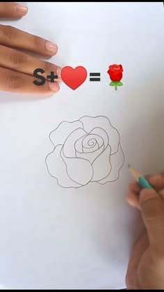 someone is drawing a rose on paper with a pencil and eraser to draw it