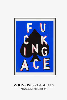 a blue and black ace card with the words fun, pingning ace on it