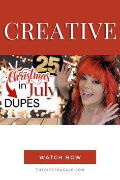 a woman with red hair is smiling and holding her hand up in front of the camera