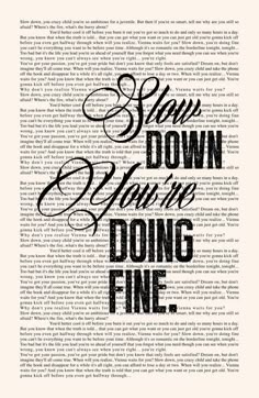 an old book page with the words slow down and don't be doing fine