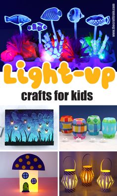 the light - up crafts for kids book is shown with pictures and instructions to make it