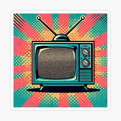 an old tv with the word zoo on it in retro pop art style sticker